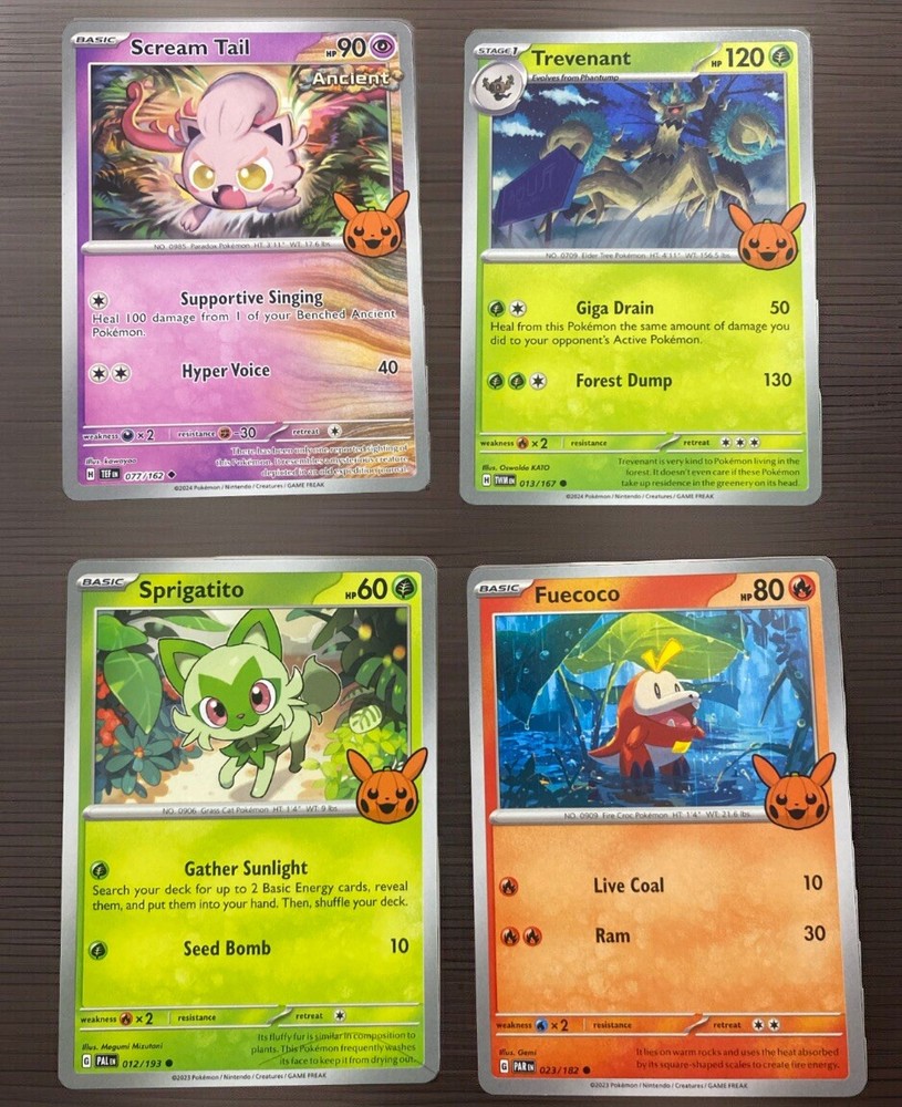 2024 Trick Or Trade Pokemon Cards (Lot 4) Scream Tail Trevenant Fuecoco Ect