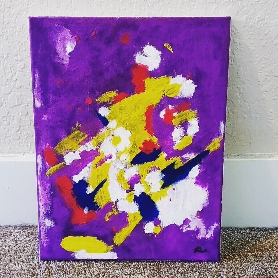 Original Acrylic painting Abstract with POETRY Art Piece Contemporary 16x20-image