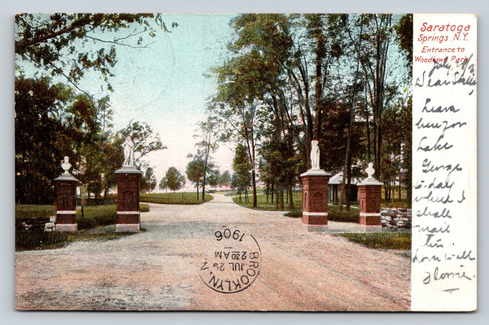 c1906 Entrance To Woodlawn Park SARATOGA SPRINGS New York ANTIQUE Postcard