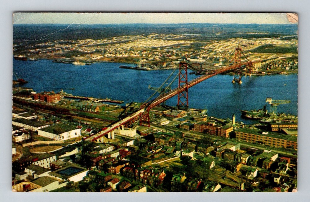 Canada- Halifax Harbour Angus L. MacDonald Bridge Old PC Vintage c1958 Postcard