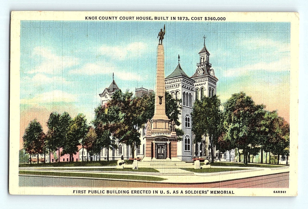 Knox County Court House Vincennes Ind. Indiana Street View Vintage Postcard G3