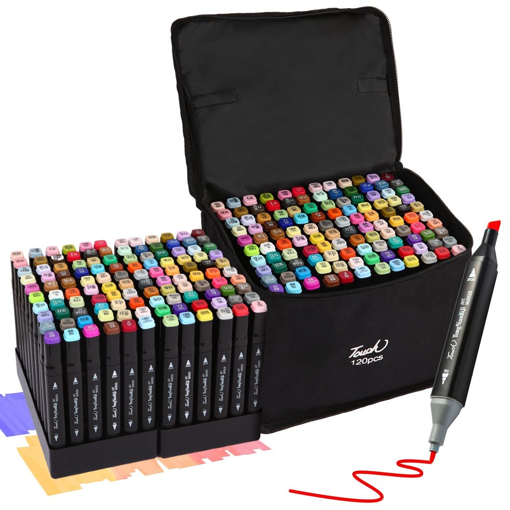 Hyrrt 120 Colors Dual Tips Alcohol Markers, Art Markers Pens with Pen Holder,...