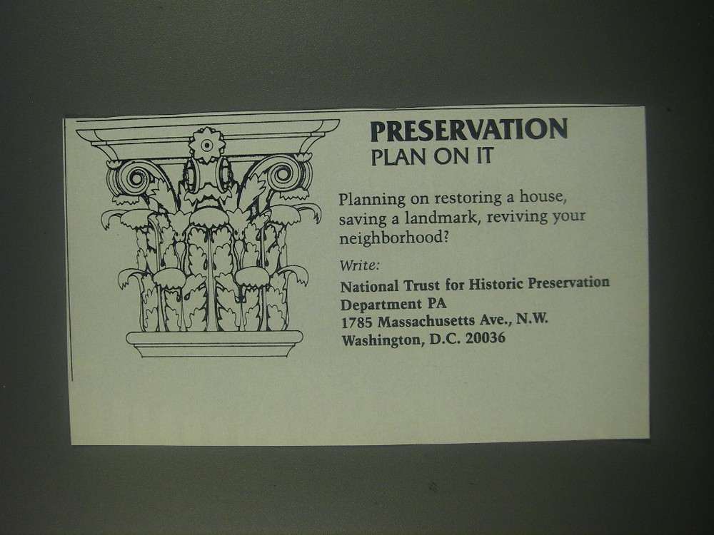 1991 National Trust for Historic Preservation Advertisement