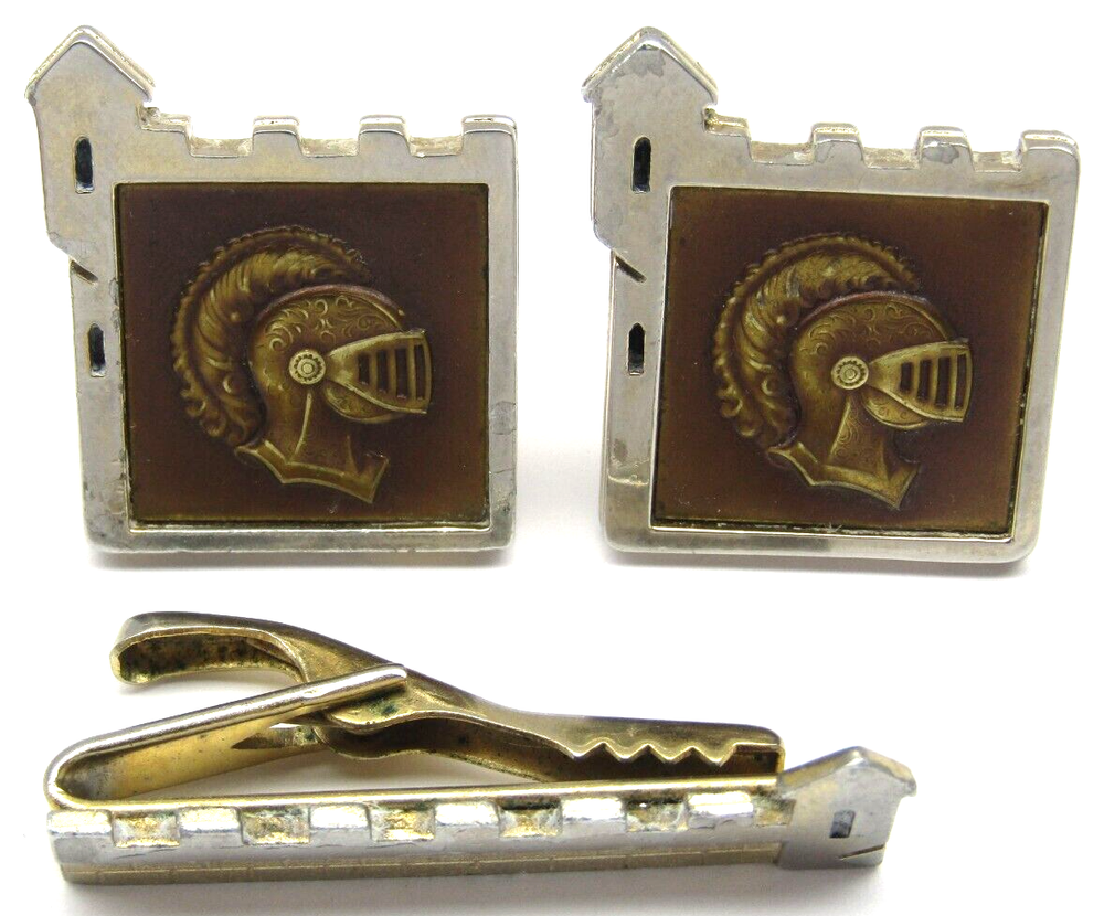 Kreisler Craft Cufflinks Knight & Castle Tie Clip Set Multitone Mens Accessories