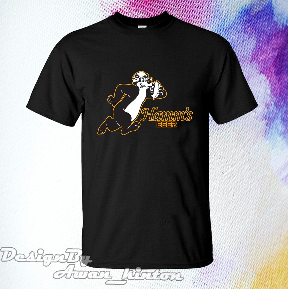 Cotton New Hamms Beer Funny Logo TSHIRT Made In USA Tee