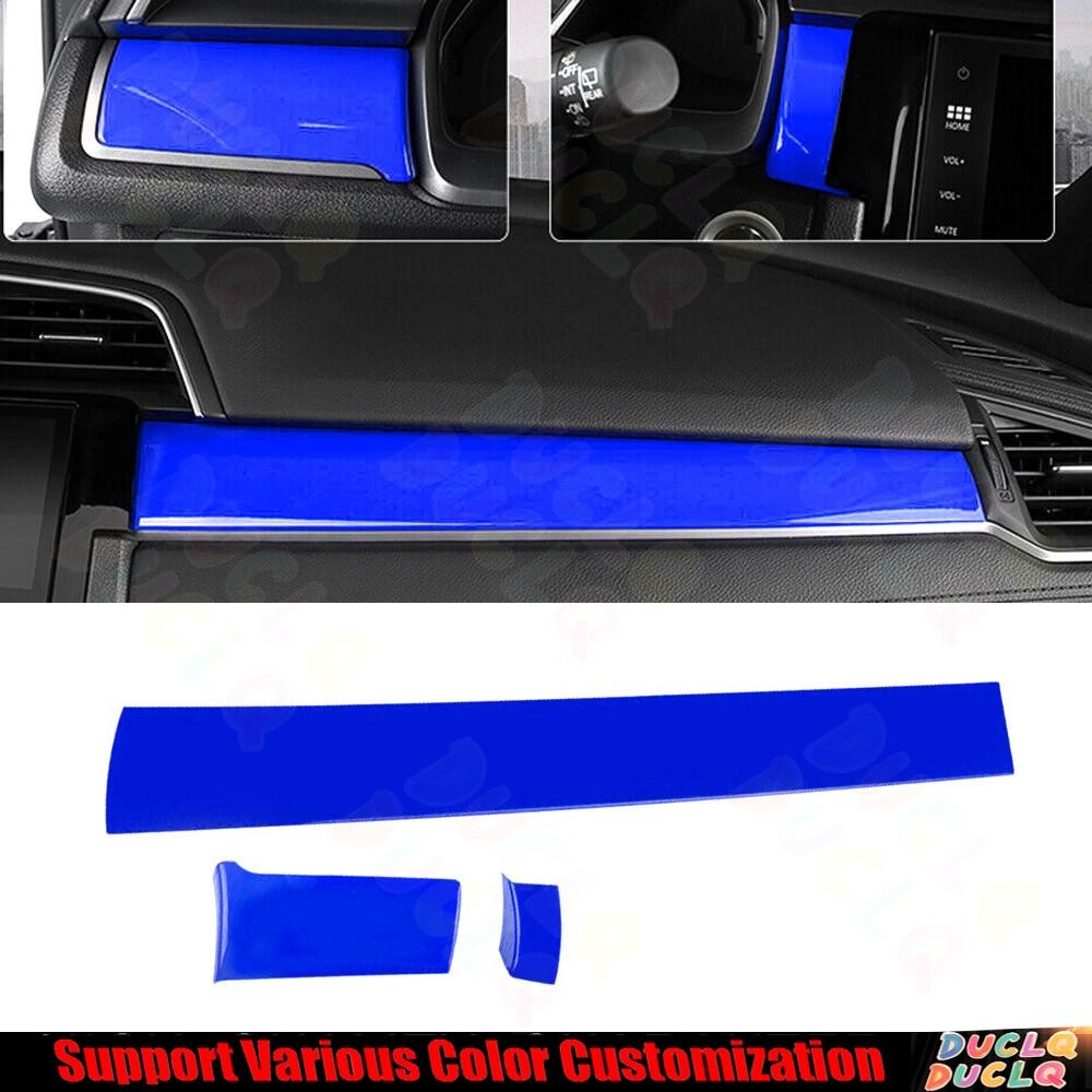For Honda Civic 10th 2016-2021 Bright Blue Center Console Dashboard Panel Strip