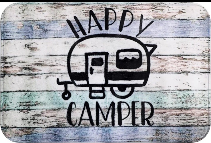 16x24 Happy Camper Non-Slip Doormat for Front Door or Bath
