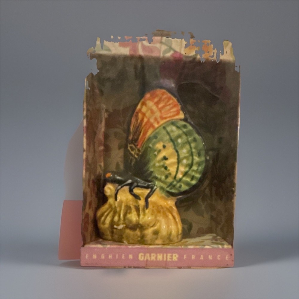 Garnier Butterfly Shaped Liquor Bottle Collectible Yellow Green Orange Blue