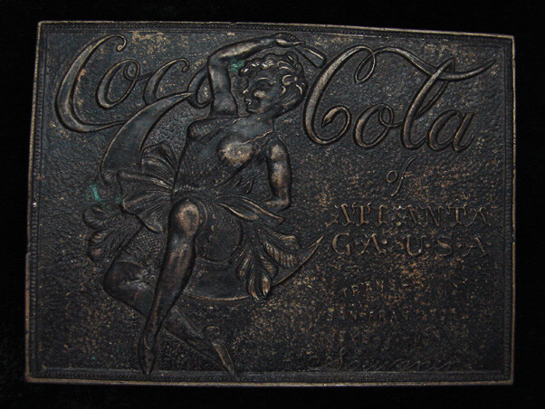 QG29131 VINTAGE 1970s **COCA-COLA** SODA FOUNTAIN ADVERTISEMENT BELT BUCKLE