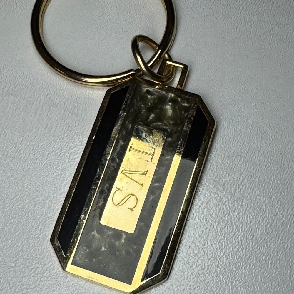 Metal Initials TVS T V S Keychain Key Ring Gold Tone