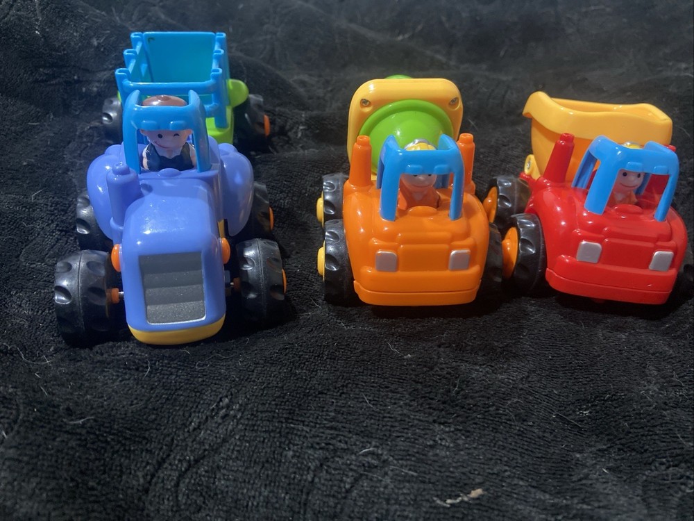HUILE TOYS Push and Go Friction Powered Cars Lot ~ Tractor Cement Truck Dumpster