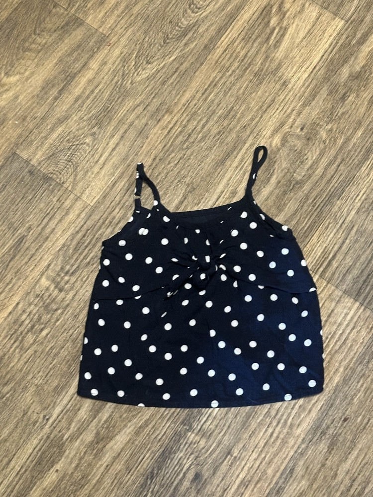 Abercrombie Kids Girls Black With White Polka Dot Tank Top Bow Shirt Size 7/8