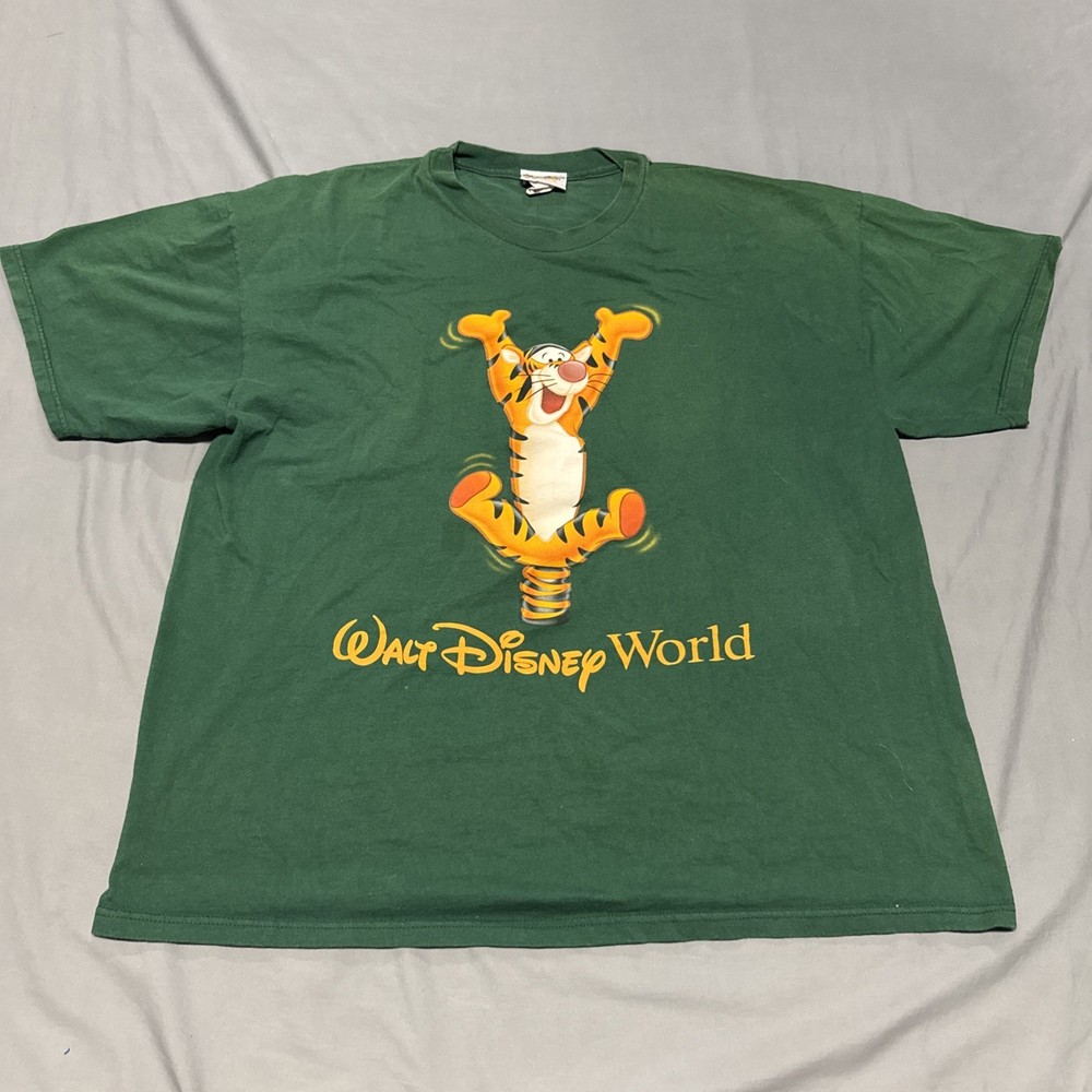 Walt Disney World Vintage Winnie the Pooh Tigger Tshirt Made in USA 2XL Green