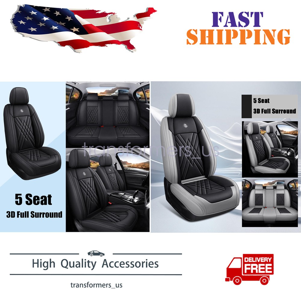 Leather Car Seat Cover 5-Piece Set for Toyota RAV4 Front & Rear Seats