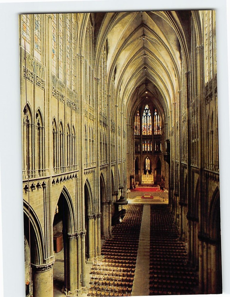 Postcard Interior of Cathédrale Saint-Etienne de Metz France