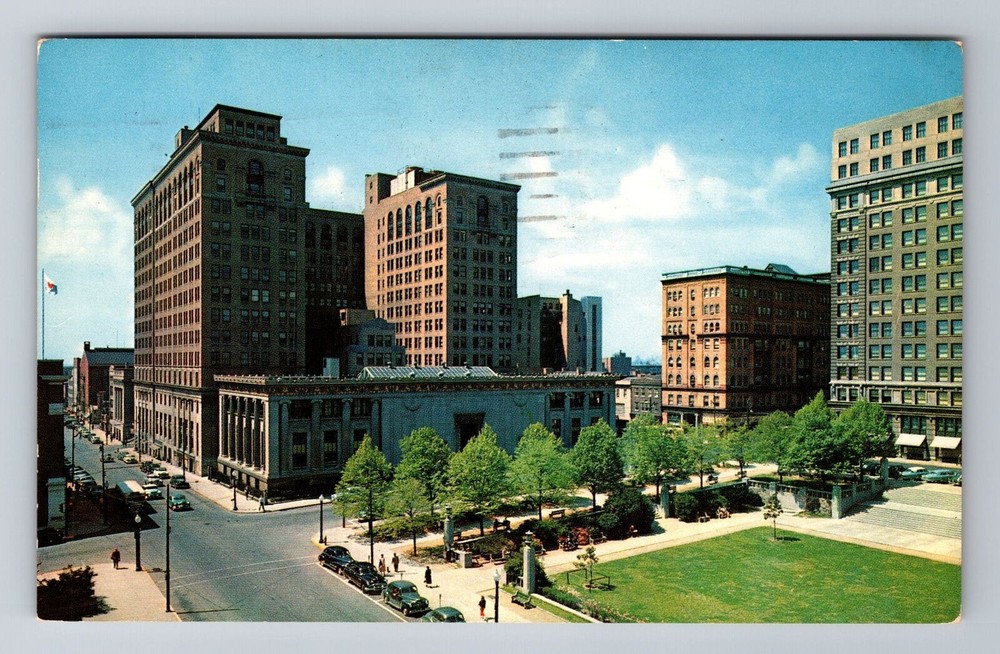 Wilmington DE-Delaware, Rodney Square And Public Library Vintage c1959 Postcard
