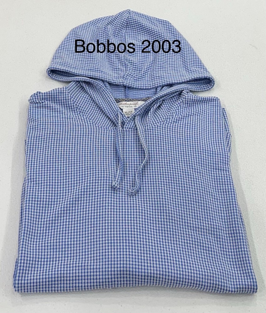 Weatherproof Vintage Women's Long Sleeve Gingham Hoodie, Persian Jewel, Size XL