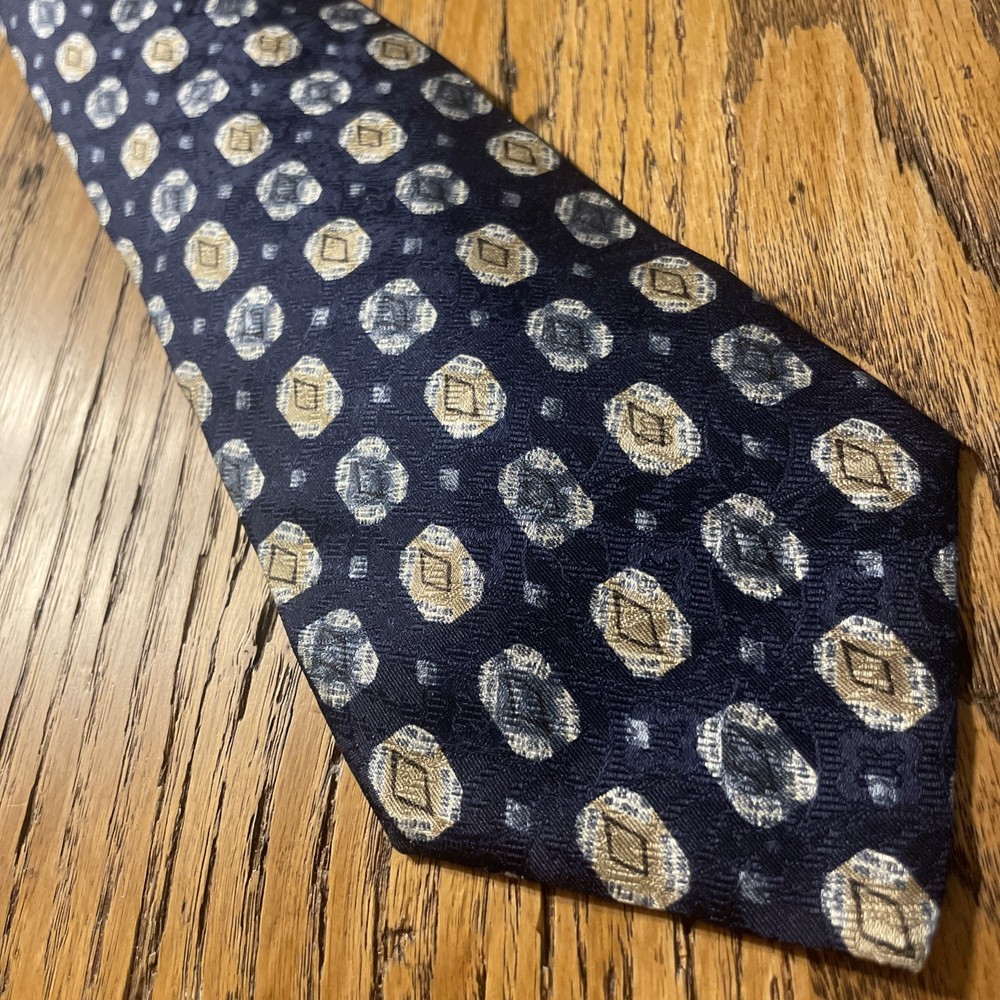 Vintage EUC Lancel Paris Silk Geometric Tie Necktie Hand Made In Italy