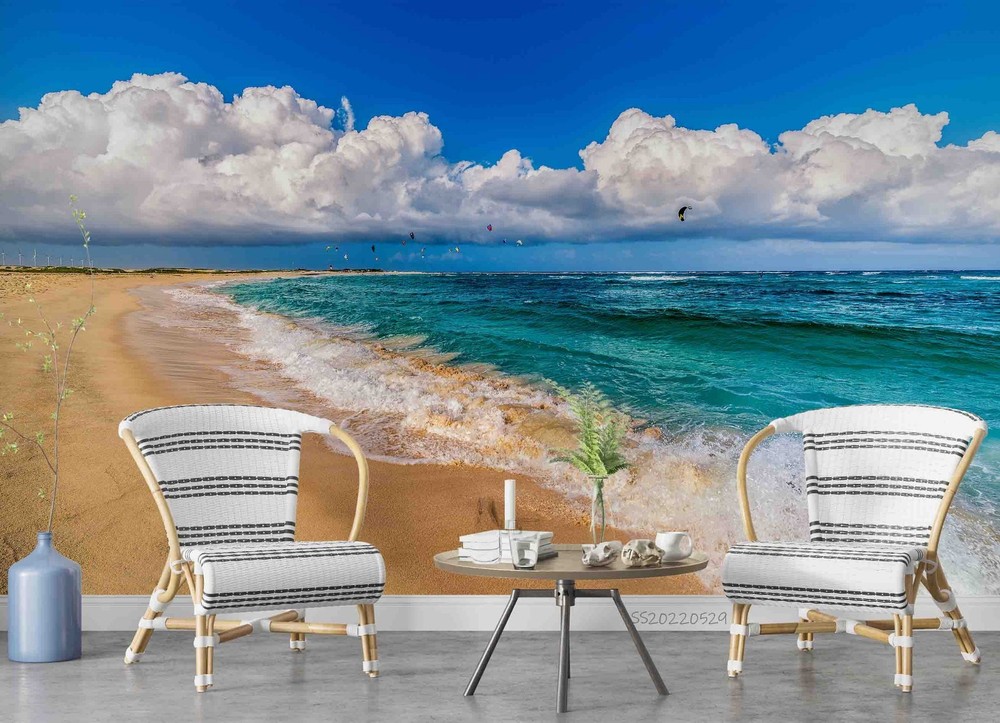 3D Sky Beach Sea Landscape Wall Murals Wallpaper Murals Wall Sticker