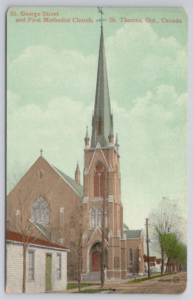 St. George St First Methodist Church St. Thomas Ontario Canada Postcard