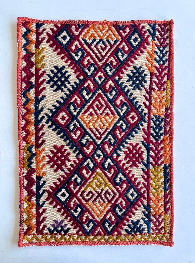 Vintage Turkish Kilim Rug Fragment ⎮ Handwoven Wool Tribal Boho Craft Textile