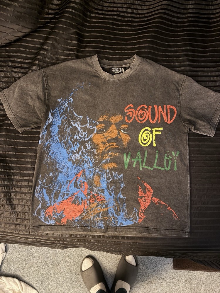 VALLLEY Men's Graphic T-Shirt Sound of Valley Black Multicolor Cotton Size L