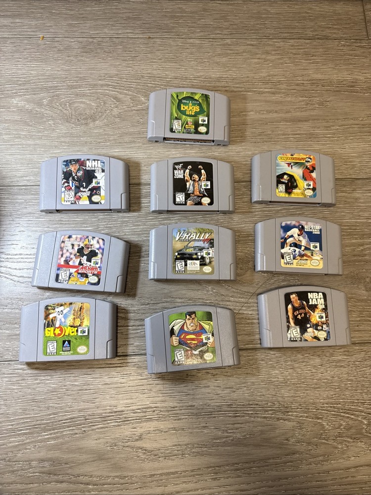 Lot Of 10 Nintendo 64 N64 Games Gover Superman V-Rally And More