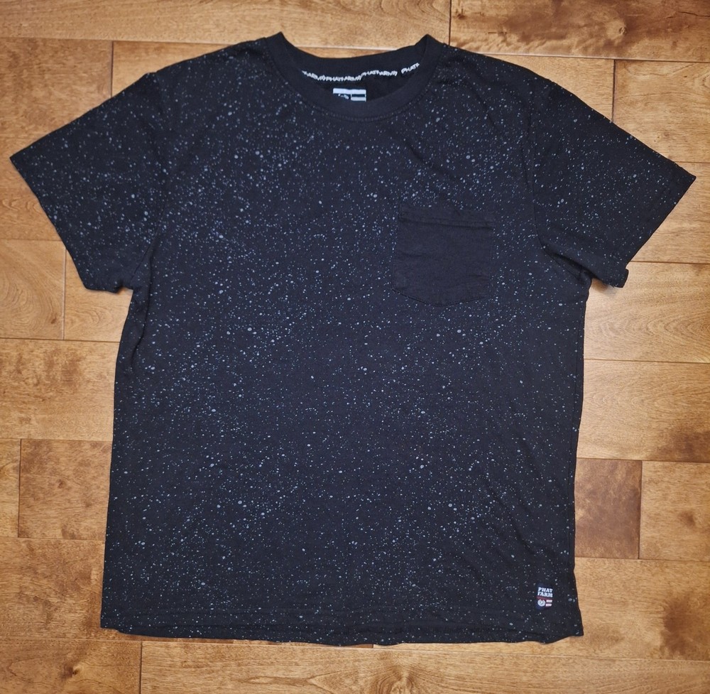 Phat Farm Men's XL T-Shirt Flecked Crew Neck Short Sleeve Gray Black Cotton