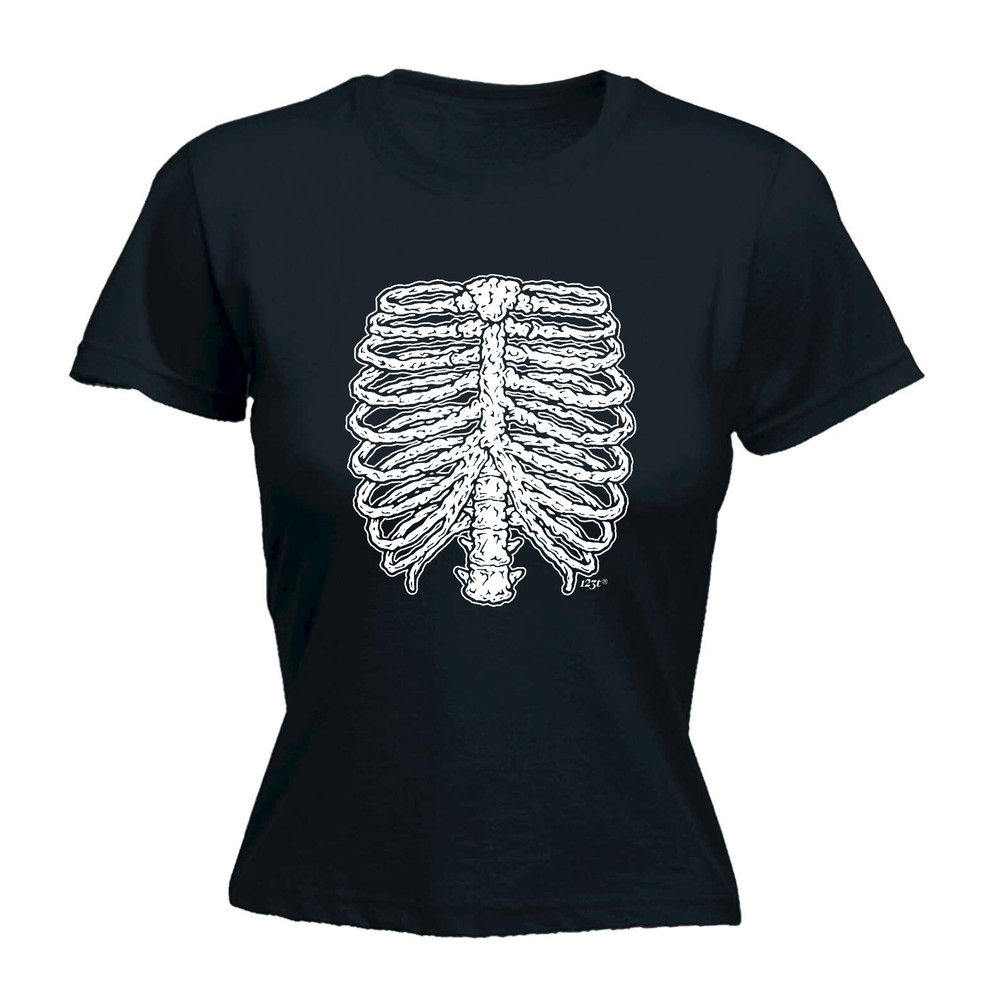 Skeleton Ribs Halloween - Womens T Shirt Funny T-Shirt Novelty gift tshirt