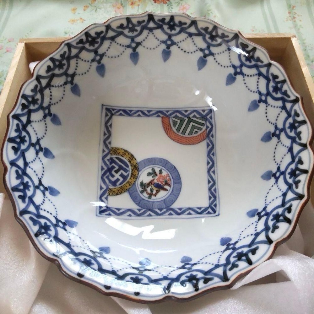 Kutani ware Bowl Large 22.5cm Unused Near Mint Japanese Pottery