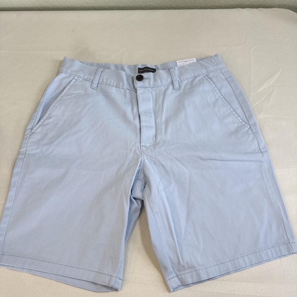 St John’s Bay Flat Front Short Cotton Stretch Suze 32 10” Inseam Light Blue