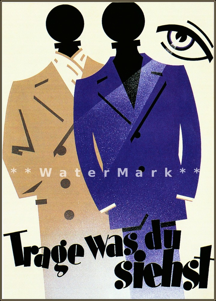 Wear What You See 1930 Vintage Poster Print Art German Art Deco Fashion Advert