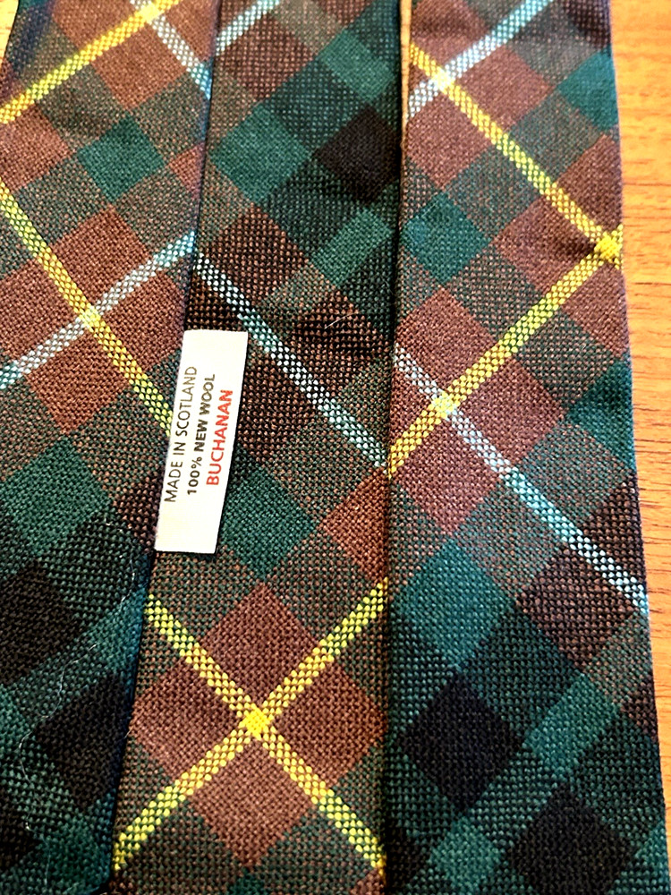 Vtg. Scotland Wool Tartan Plaid Tie Buchanan Clan 58