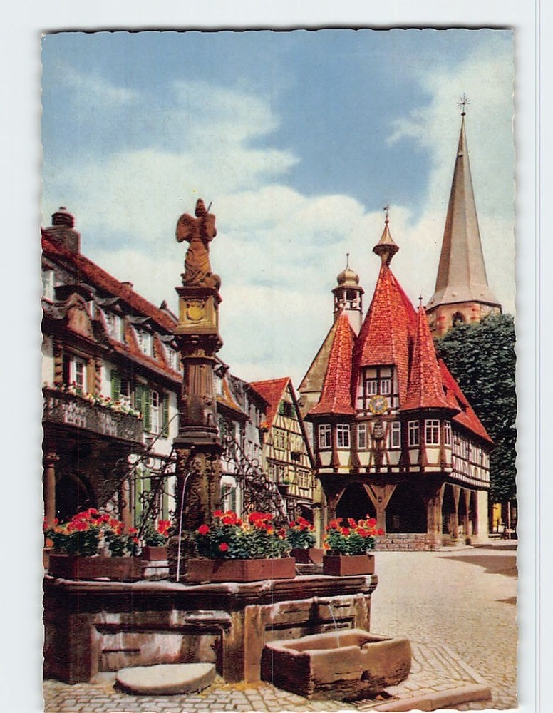 Postcard Rathaus Michelstadt Germany