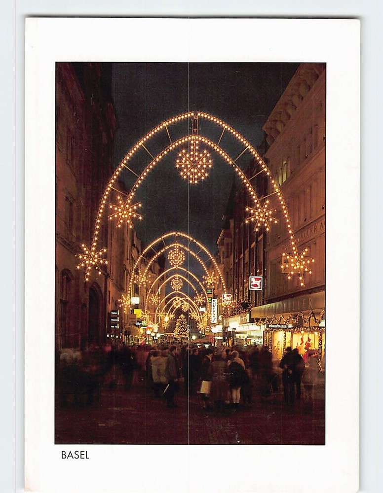 Postcard Weihnachtsbeleuchtung  Basel Switzerland
