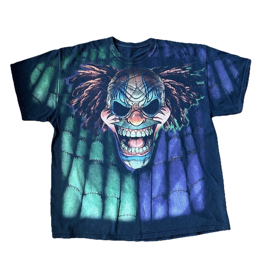 Liquid Blue Jester Print Short Sleeve Shirt Size Large