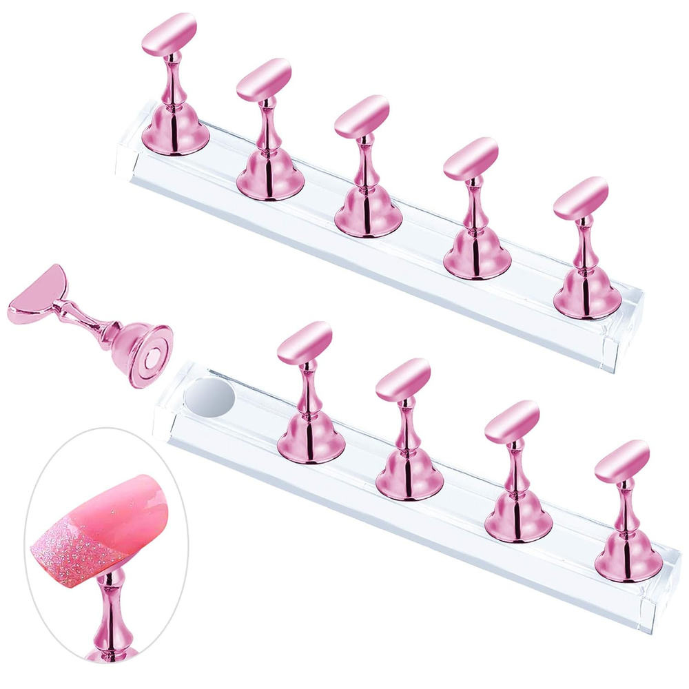 JUSTOTRY 2-Pack Pink Magnetic Nail Stand for Press-On Nails Display