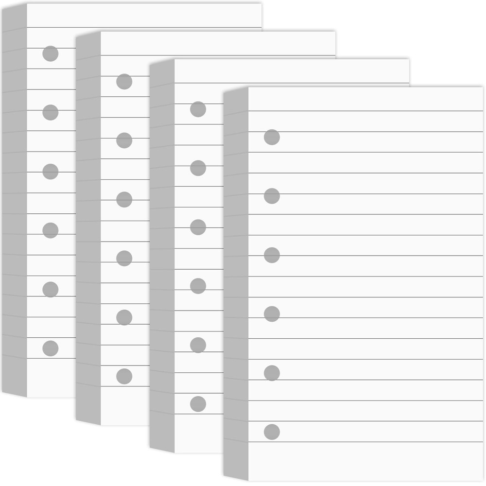 400 Sheets Blank Lined Paper Refill for 3 x 5 Binders 6-Ring Memo Refill Pape...