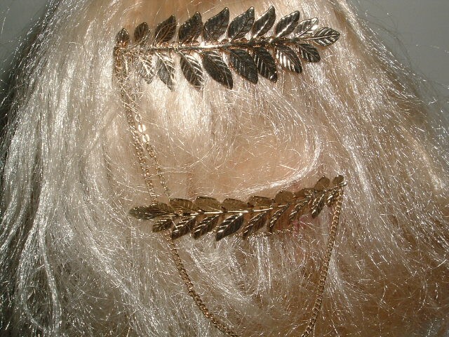 Vintage Gold Leaf Chatelaine Slide Hair Combs