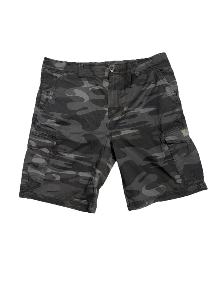 UNIONBAY Men's Camouflage Cargo Shorts Black Gray Cotton Spandex Pockets