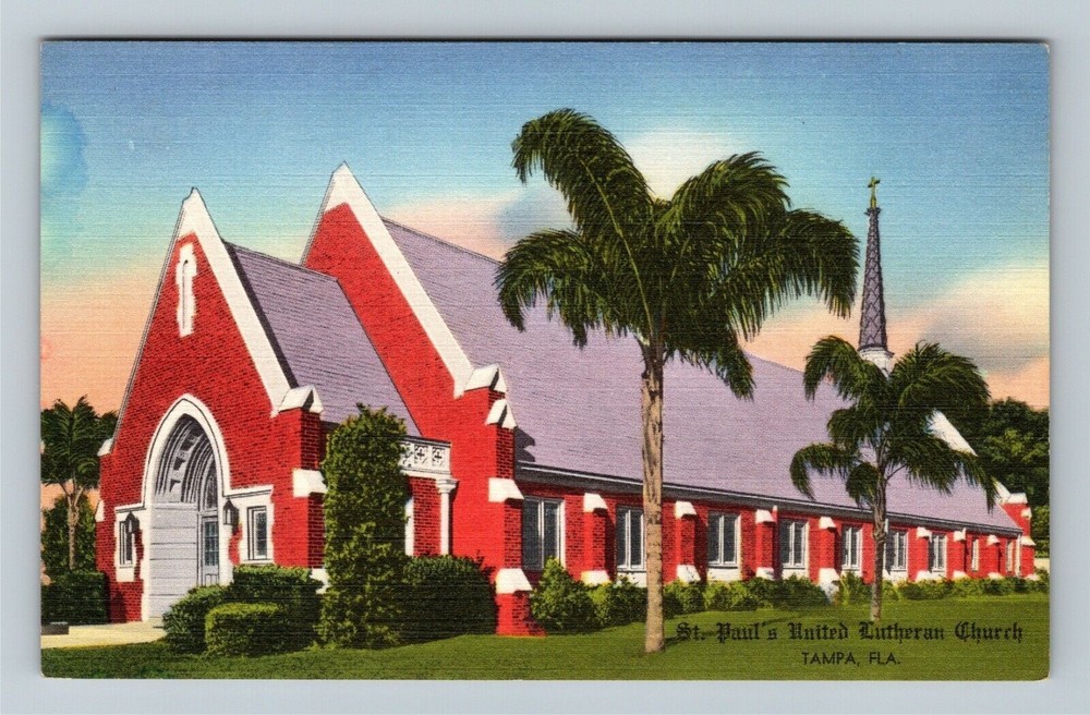 Tampa FL-Florida, St. Paul's United Lutheran Church Vintage Souvenir Postcard