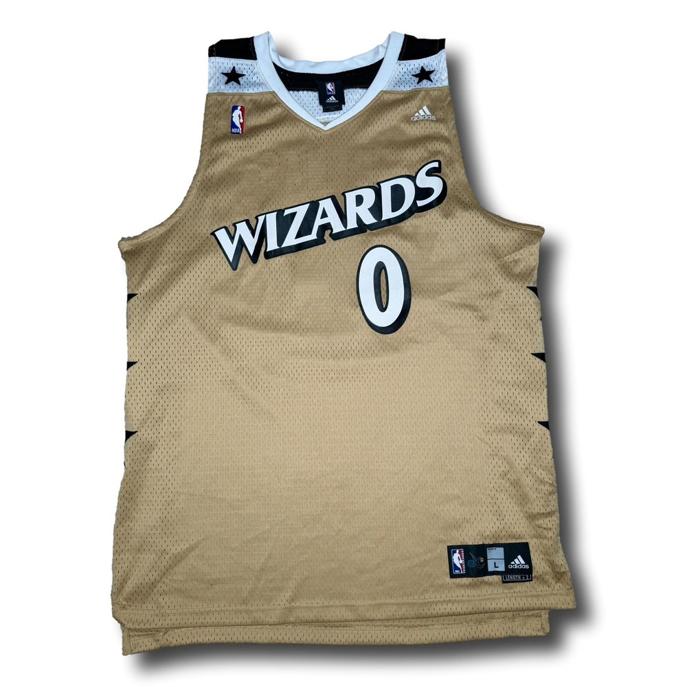 VTG Gilbert Arenas Washington Wizards Gold Adidas Basketball NBA Jersey Sz L EUC