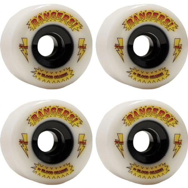 Blood Orange Bangers White Skateboard Wheels - 70mm 78a (Set of 4)