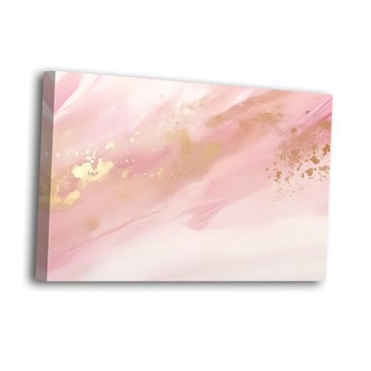 Abstract Canvas Wall Art Pink and Gold Marble 12.00