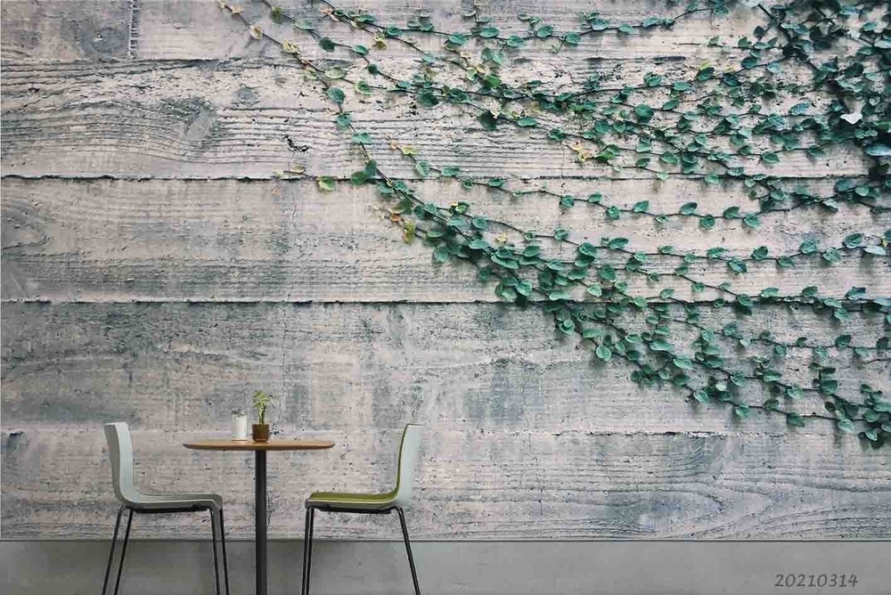 3D Wood Grain Greenery Wall Murals Wallpaper Murals Wall Sticker