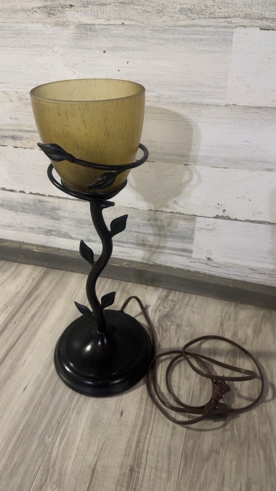 Metal Flower Black Lamp Vintage Antique