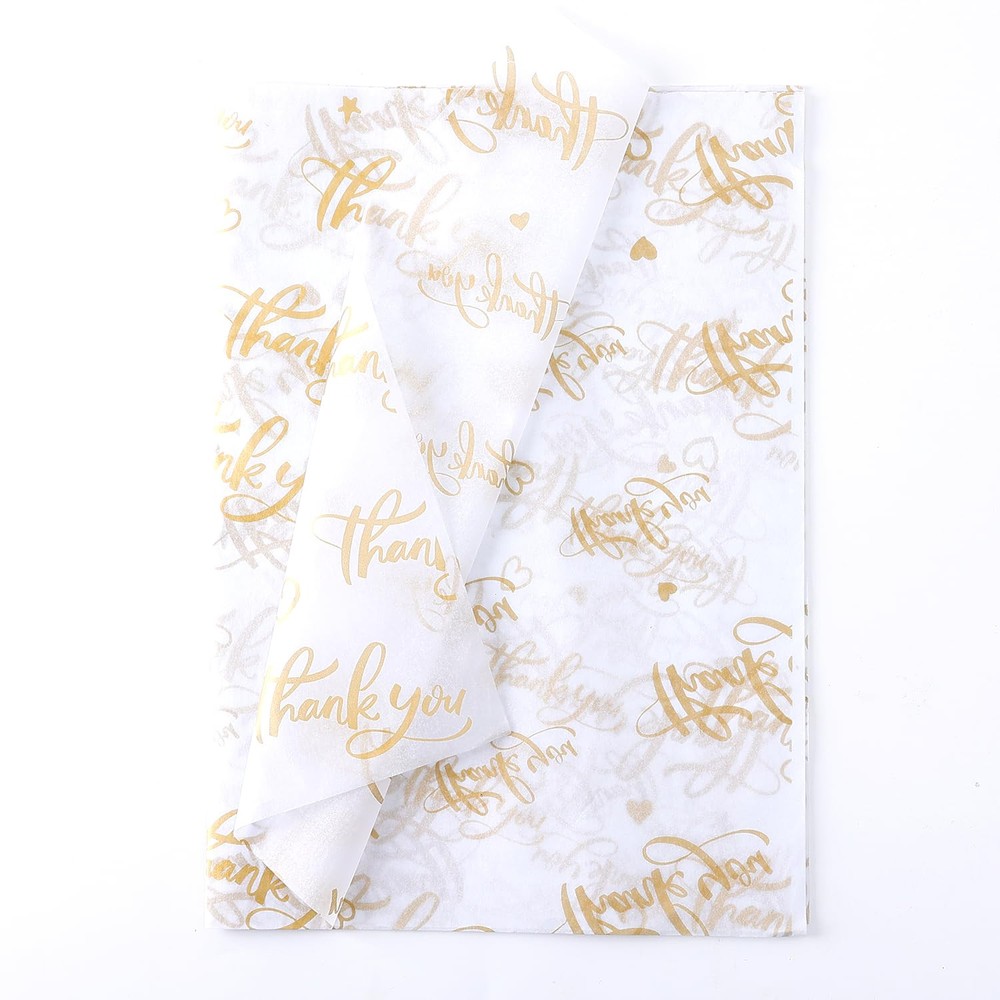 100 Sheet Thankyou Gift Wrapping Tissue Paper 14”x20” Recyclable White with M...