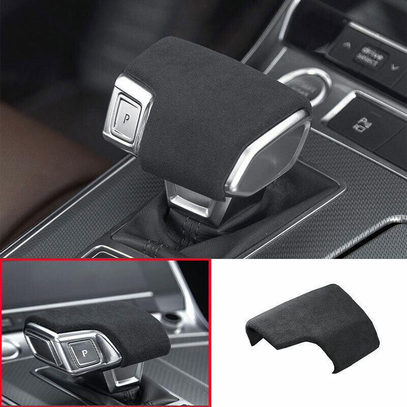 For Audi Q8 2019-23 Black Alcantara Gear Shift Knob Shifter Lever Cover Trim 1P