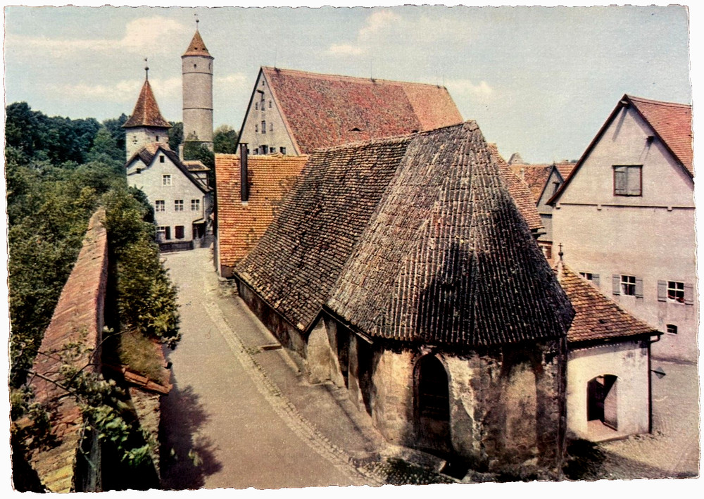 Vintage postcard: Dinkelsbuhl, Germany & the Three Kings Chapel, unposted