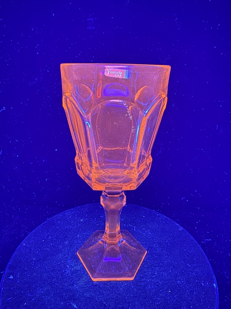 Vintage Fostoria Virginia Yellow Cadmium Glass Wine Glass, Water Goblet New Old